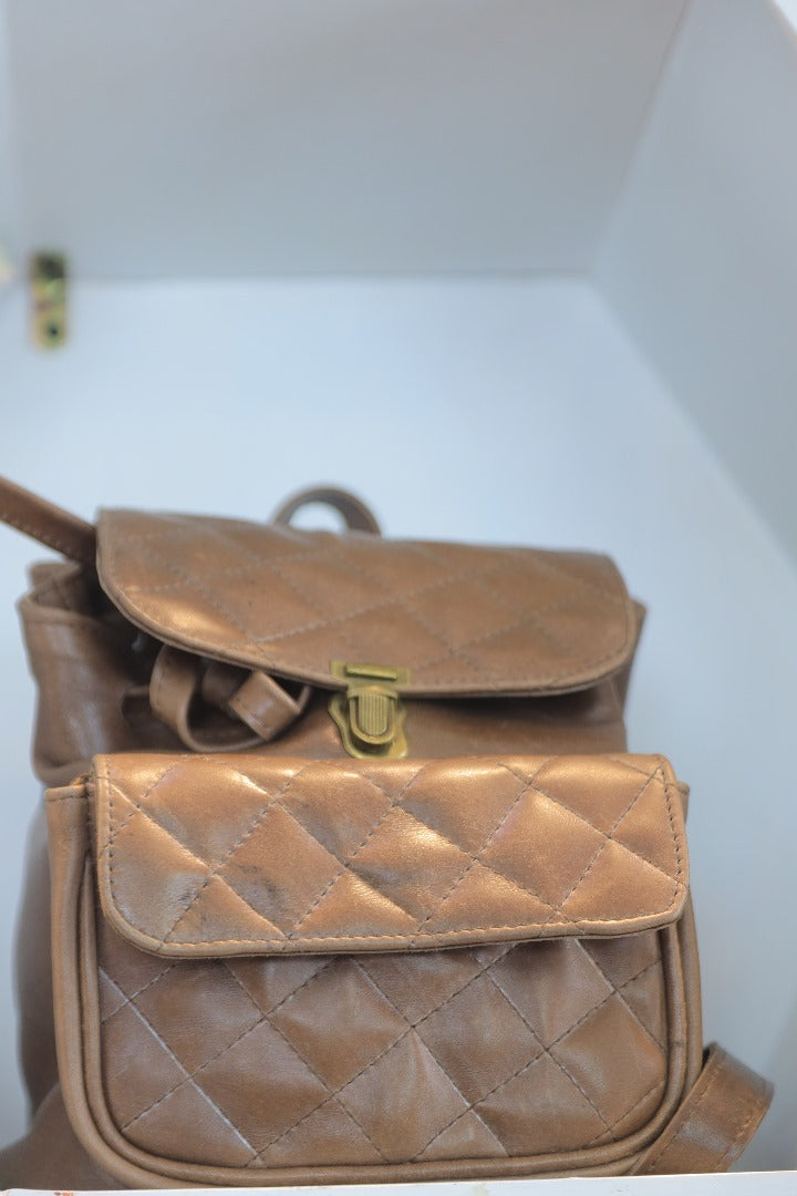 Quilted Tan Leather Backpack – Durable, Stylish & Spacious for Everyday Use